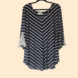 Navy and White Striped Women's Tunic